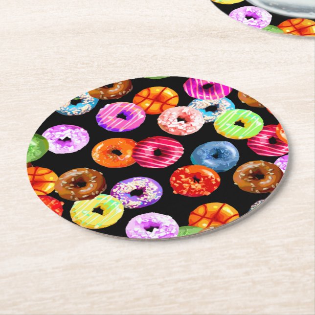 Porta-copo De Papel Redondo Padrão perfeito do Rosquinha + seu backgr. & ideia (Angulado)