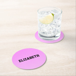 Porta-copo De Papel Redondo Padrão rosa de pontos brancos