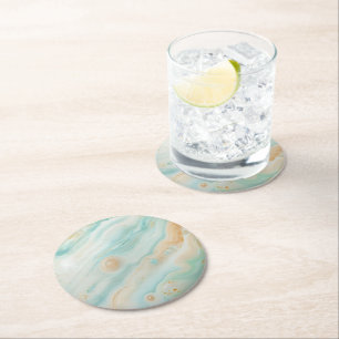 Porta-copo De Papel Redondo Padrão Verde Pastel Marble