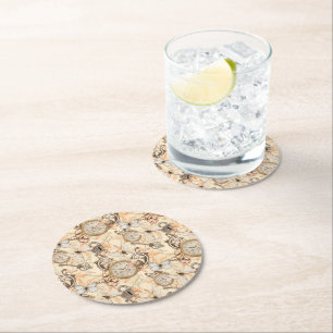 Porta-copo De Papel Redondo Padrão Vintage Victorian Chique Country
