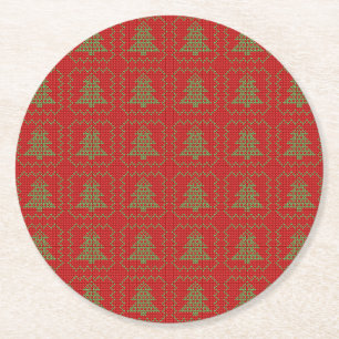 Porta-copo De Papel Redondo Padrões de suéter feio da árvore de Natal Cozy