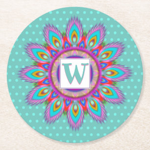 Porta-copo De Papel Redondo Paleta de papel redonda, porta copos e iniciais pe