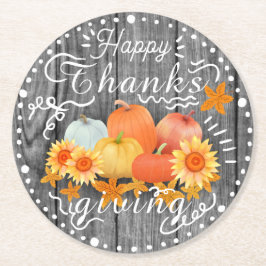 Porta-copo De Papel Redondo Palha de Cinza de Abóbora de outono