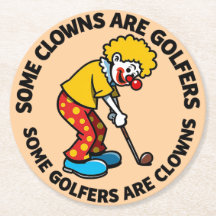 Palhaço Golfista Divertido com Texto Humorístico