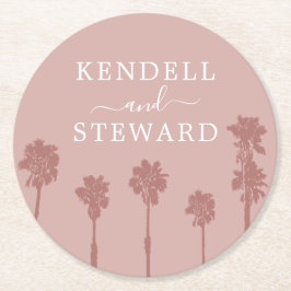 Porta-copo De Papel Redondo Palm Tree Romance Wedding Suite - Porta copos de P