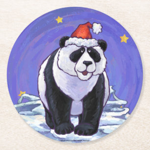 Porta-copo De Papel Redondo Panda Bear Christmas
