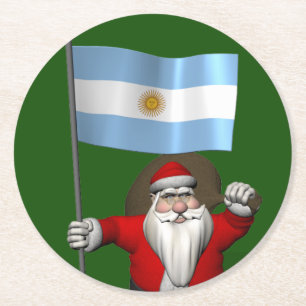 Porta-copo De Papel Redondo Papai Noel Com Alferes Da Argentina