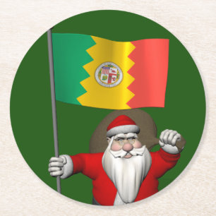 Porta-copo De Papel Redondo Papai Noel Com Alferes Da CA De Los Angeles