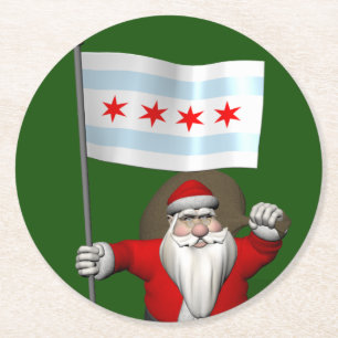 Porta-copo De Papel Redondo Papai Noel Com Alferes De Chicago
