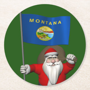 Porta-copo De Papel Redondo Papai Noel Com Alferes De Montana