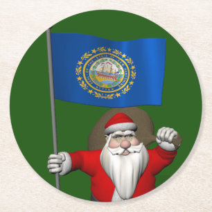 Porta-copo De Papel Redondo Papai Noel Com Alferes De New Hampshire