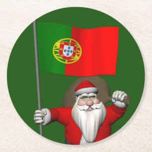Porta-copo De Papel Redondo Papai Noel com Alferes de Portugal