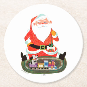 Porta-copo De Papel Redondo Papai noel com trem