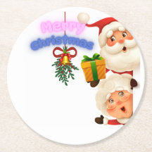 Papai Noel e Sra. Claus Fofo Boas Festas de Natal 