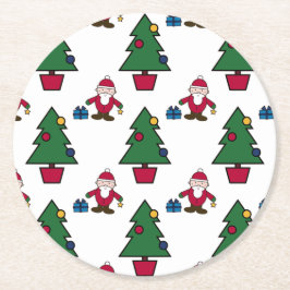 Porta-copo De Papel Redondo Papais noeis Festivos Feriados e Árvores Porta cop