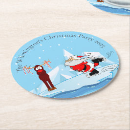 Porta-copo De Papel Redondo Papais noeis não podem Skate na Festa de Natal