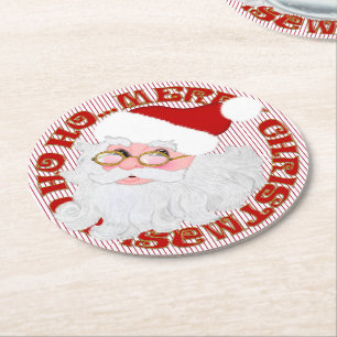 Porta-copo De Papel Redondo Papais noeis virados para o círculo vermelho Strip