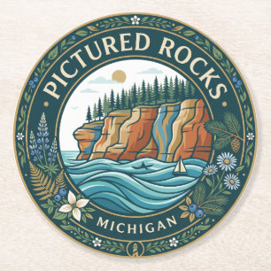 Porta-copo De Papel Redondo Parque Nacional Pictured Rocks Michigan