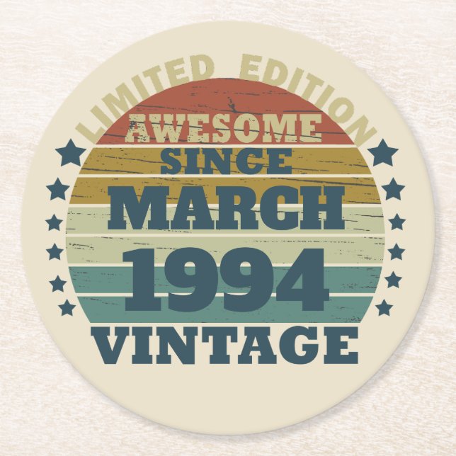 Porta-copo De Papel Redondo Partido Personalizado 30 aniversário de 30 anos de (Frente)