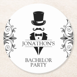 Porta-copo De Papel Redondo Partido Tuxedo Bachelor