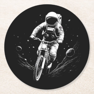 Porta-copo De Papel Redondo Passeio de Bicicleta do Astronauta Cósmico Aventur
