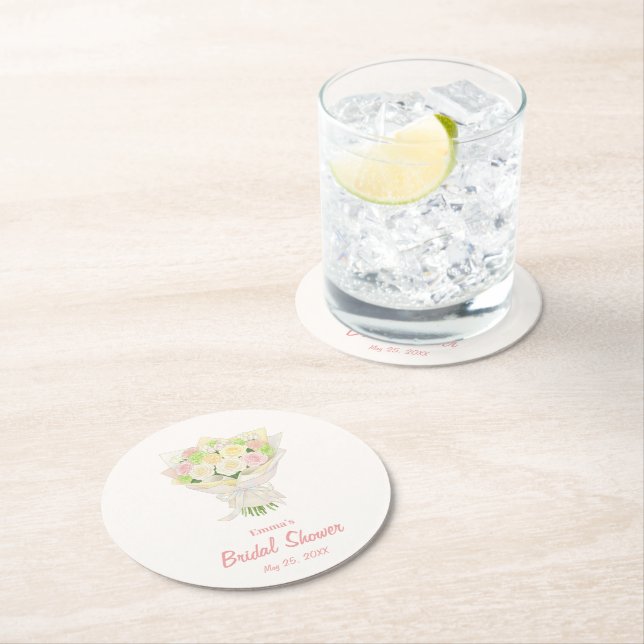 Porta-copo De Papel Redondo Pastel Floral Bridal Shower  – Japanese-Asian (Insitu)