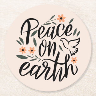 Porta-copo De Papel Redondo Paz na Terra Design Floral