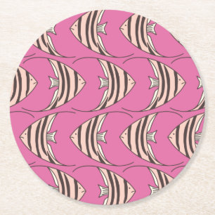 Porta-copo De Papel Redondo Peixe Anjo Rosa