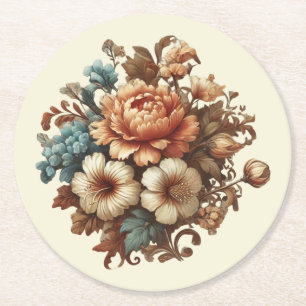Porta-copo De Papel Redondo Penteadeira de Papel Floral com Creme de Manteiga
