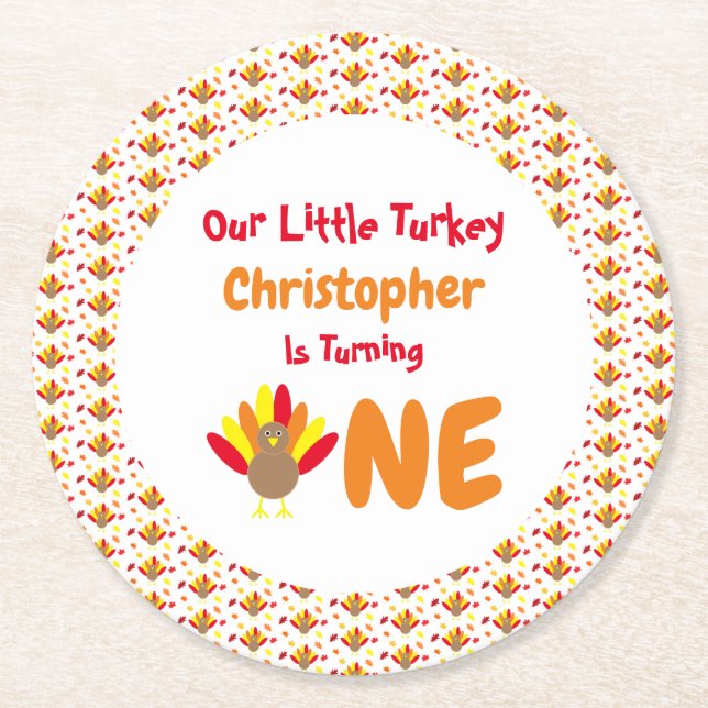 Porta-copo De Papel Redondo Pequeno primeiro aniversario Turquia (Frente)