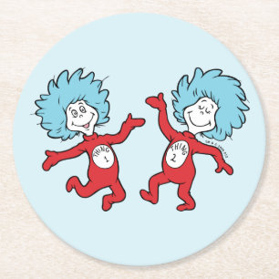 Porta-copo De Papel Redondo Personagem Coisa 1 e Coisa 2 do Dr. Seuss