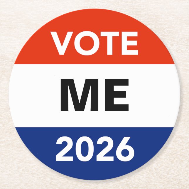 Porta-copo De Papel Redondo Personal Vote 2026 Midterm Election Campaign (Frente)