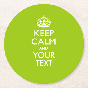 Porta-copo De Papel Redondo Personalizado MANTENHA A CALMA E o seu texto no