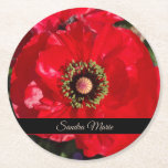 Porta-copo De Papel Redondo Personalizar flor de papoila vermelha<br><div class="desc">Personalizar Porta copos de papel redondo de flor vermelha</div>