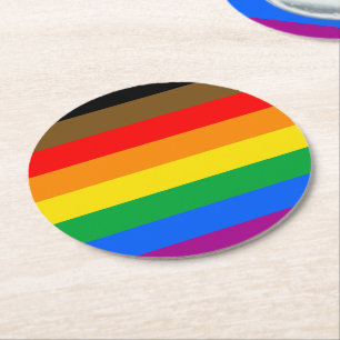 Porta-copo De Papel Redondo Philly Rainbow Pride Flag