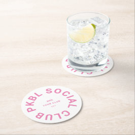 Porta-copo De Papel Redondo Pickleball do Clube Social Rosa PKBL