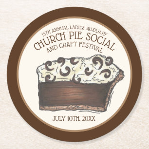 Porta-copo De Papel Redondo Pie Social Pi Day Party Dessert Assar Venda Fatia