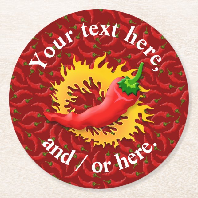 Porta-copo De Papel Redondo Pimenta com chama (Frente)