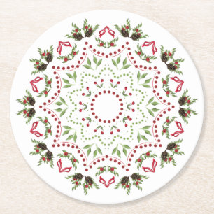 Porta-copo De Papel Redondo Pinhas, cones e bagas, porta copos de papel