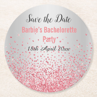 Porta-copo De Papel Redondo PINK SILVER ELEGANT SALVAR A Bachelorette DATE