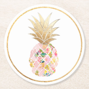 Porta-copo De Papel Redondo PixDezines Aloha Abacaxis/fundo de DIY