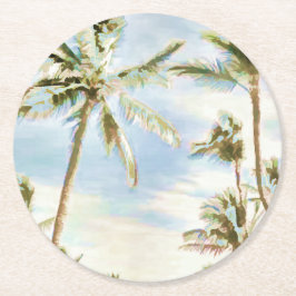 Porta-copo De Papel Redondo PixDezines Havaiano Antigo/Praia Azul