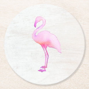 Porta-copo De Papel Redondo Placa de Papel Flamingo Flamingo, Cor-de-Água, Ros
