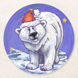 Porta-copo De Papel Redondo Polar Bear Natal