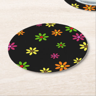 Porta-copo De Papel Redondo Pop Art Flowers um padrão perfeito + suas ideias