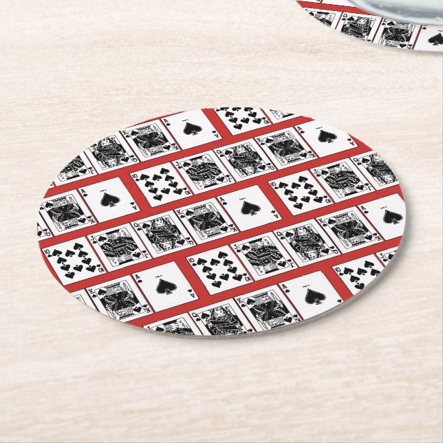 Porta-copo De Papel Redondo Pôquer Noite de Cassino Royal Straight Flush Espad (Angulado)