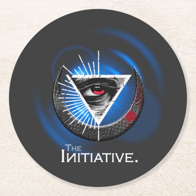 Porta-copo De Papel Redondo Porta copos Arredondada Artística - Abstrato Azul (Frente)