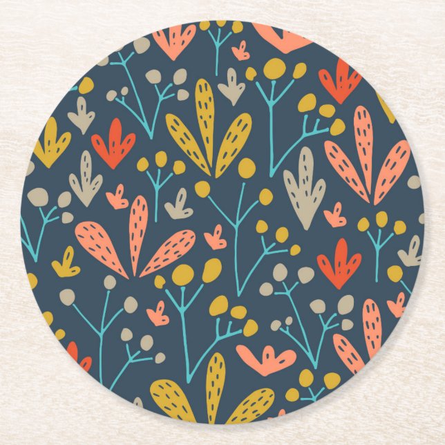 Porta-copo De Papel Redondo Porta copos botânica abstrata elegante de | (Frente)