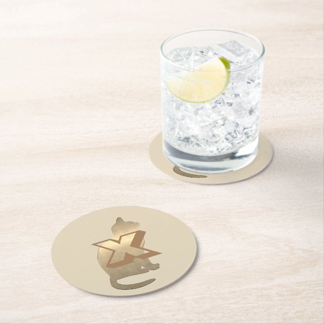 Porta-copo De Papel Redondo Porta copos de Gato Dourado (Insitu)