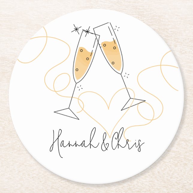 Porta-copo De Papel Redondo Porta copos de papel de Noivado moderno (Frente)